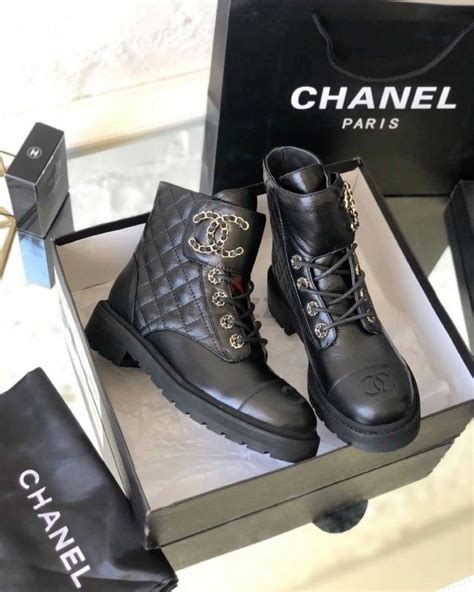 chanel quilted combat boots 2019|chanel ankle boots with chain.